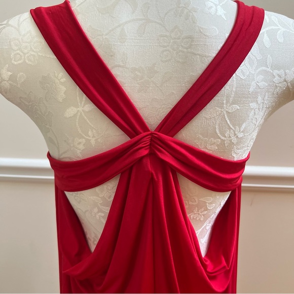 BEBE Draped Front Crisscross Back Red Top Women’s Size M - Picture 3 of 4